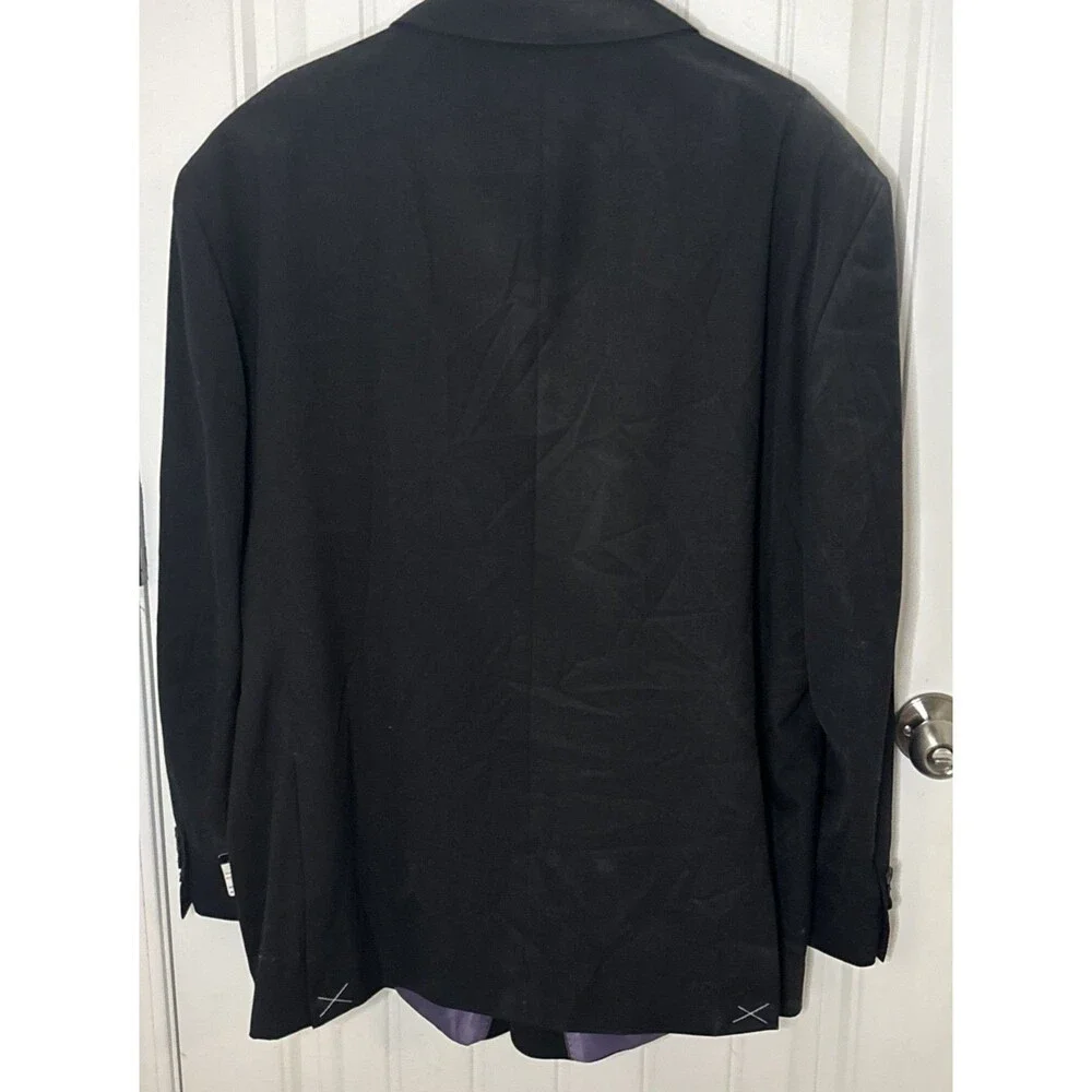 JF JFerrar Modern Fit Vegan Worsted Wool Black Sport Coat Jacket Blazer Mens 52R